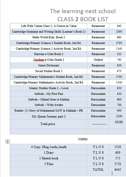 CLASS 2 BOOK AND COPY PACK